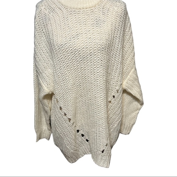 American Eagle Outfitters Women’s Open Knit Sweater Ivory Oversized Medium - Picture 5 of 5